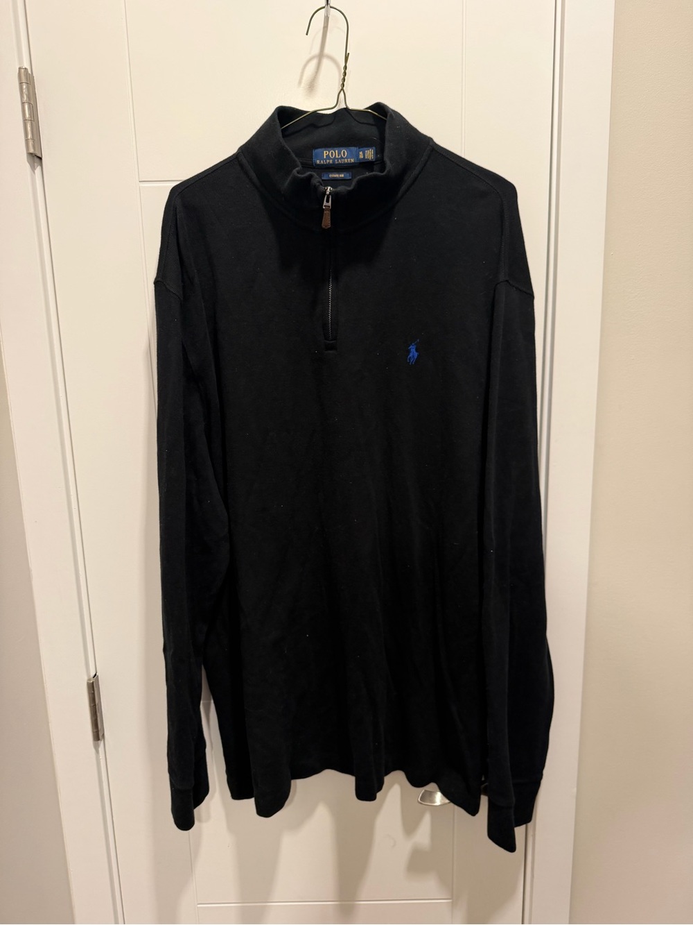 Ralph Lauren Black Quarter-Zip Pullover with Blue Pony